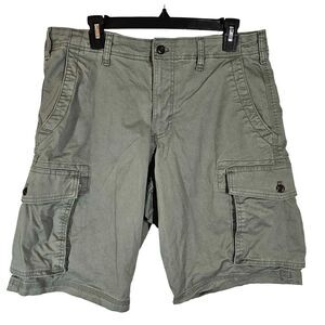 GAP Flex Cargo Shorts Flat Front Pockets Casual Vintage Wash Green 36* (*Tag 34)